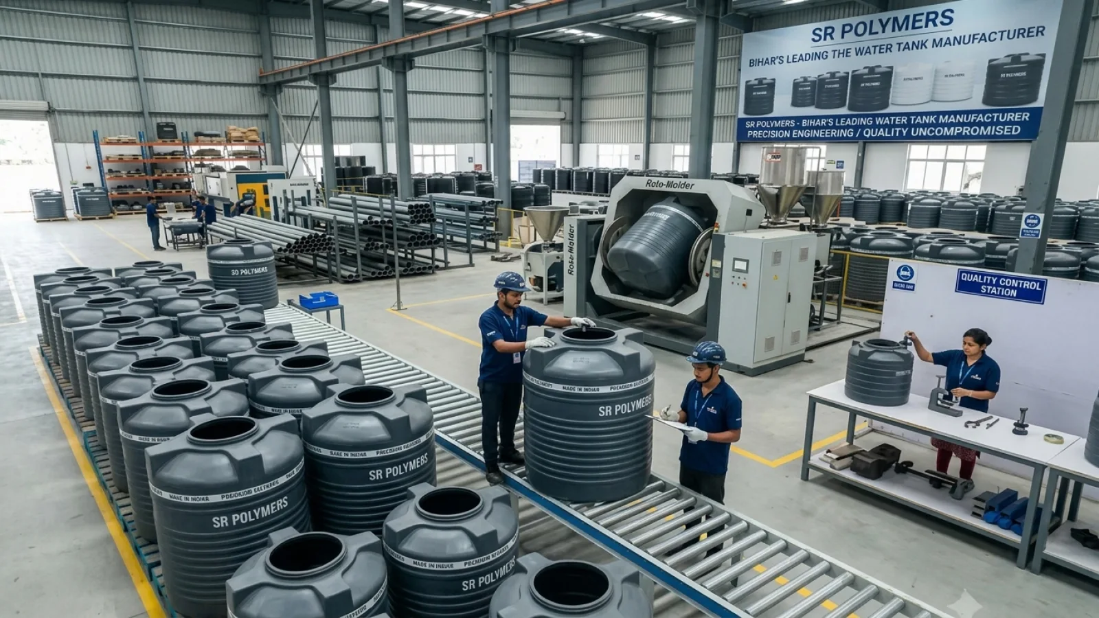 SR POLYMERS Multi-Layer Rotomolding Water Tank Manufacturing Plant Maheshpatti Bihar